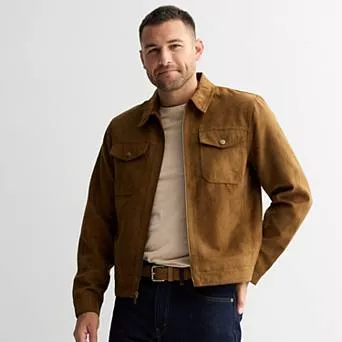 Men's Apt. 9® Faux Suede Trucker Jacket