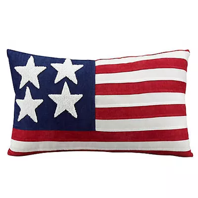 Red Shed American Flag Throw Pillow, 12 in. x 20 in.