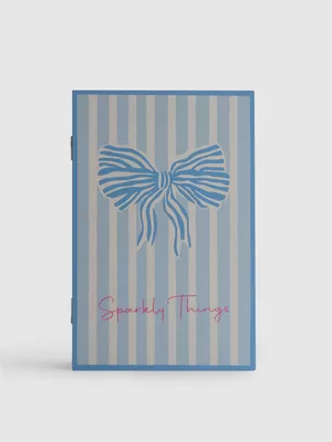 Joyero de madera con lazo y rayas