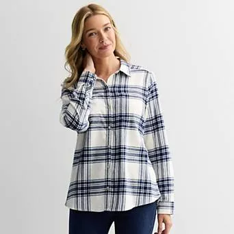 Women's Croft & Barrow® The Extra Soft Plaid Flannel Shirt