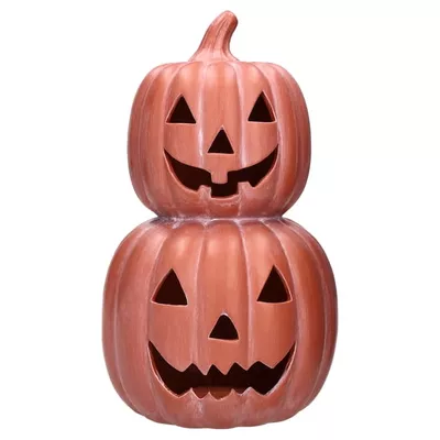 Ceramic Stacked Jack-o'-Lantern Decoration, Terracotta, 11.25", Halloween by Way To Celebrate