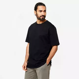 DOMYOS T-shirt nera uomo palestra regular fit cotone