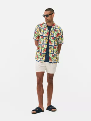 Camisa tropical con botones para hombre