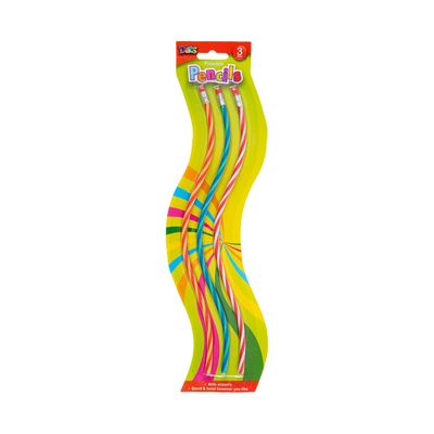 Curly Flexible Pencil with Eraser 3pk