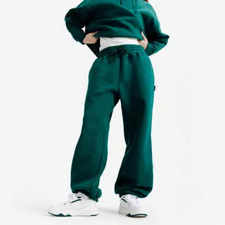 DECATHLON Pantaloni tuta donna ELEMENTALS flare felpati verdi