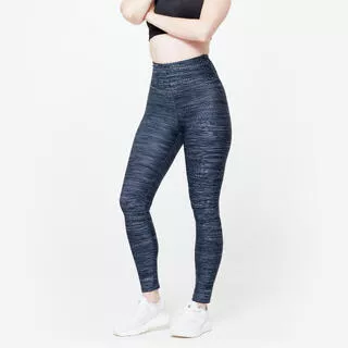 DOMYOS Leggings donna palestra vita alta traspiranti grigi