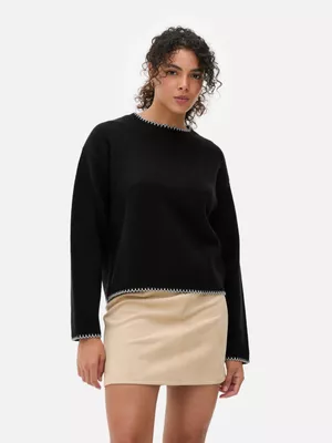 Jersey de punto con costuras en contraste