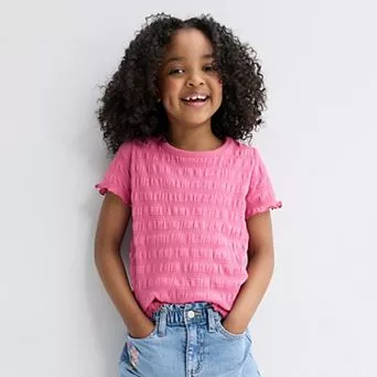 Girls 4-12 Jumping Beans® Short Sleeve Smocked Jersey Tee