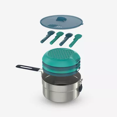 Kochset MH100 18-teilig Edelstahl Camping für 4 Personen