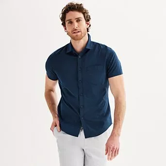 Men's FLX Tech Mesh Slim-Fit Short Sleeve Button-Down