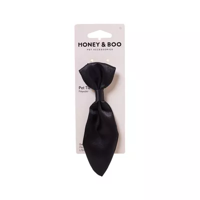 Honey & Boo Pet Tie Black Satin