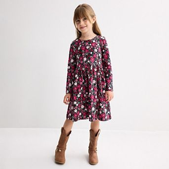 Girls 4-12 Jumping Beans® Printed Long Sleeve Jersey Dress
