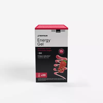 DECATHLON Energy Gel rote Früchte für Belastungen unter 3 Stunden 20 Stück