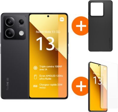 Smartphone XIAOMI Pack Redmi Note 13 5G 256Go + Coque + VT