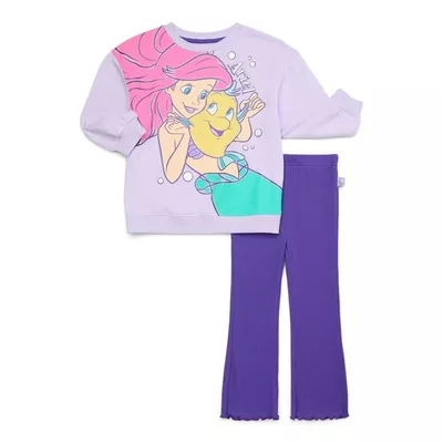 Disney Princess Toddler Girl Ariel Graphic Sweatshirt and Leggings Set, 2-Piece, Sizes 12M-5T