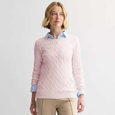 Women's Croft & Barrow® The Extra Soft Cabled Crew Neck Sweater