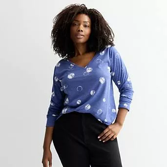 Plus Size Sonoma Goods For Life® Everyday Long Sleeve V-Neck Tee