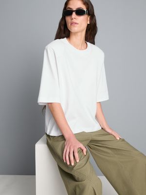 Camiseta con hombreras de algodón puro