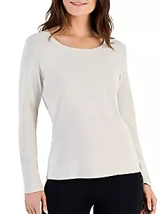 Long-Sleeve Scoopneck Cotton T-Shirt