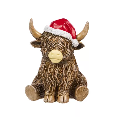 Christmas Highland Cow Sitting