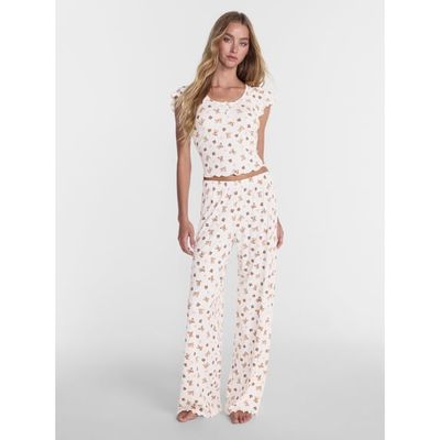 No Boundaries Henley Top and Pants Sleep Set, 2-Piece, Women's XS-XXL