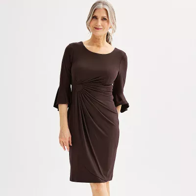 Women's Connected Apparel Solid Bell Sleeve Dress