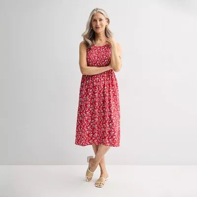 Petite Croft & Barrow® Smocked Midi Dress