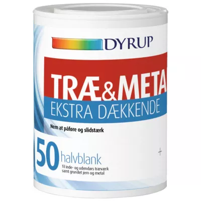 Dyrup, Træ & Metal Ekstra Dækkende, hvid, glans 50, 0,75 L