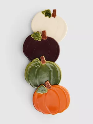 Pack de 4 posavasos de cerámica en forma de calabaza