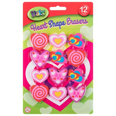Eraser Heart Shaped 12pk