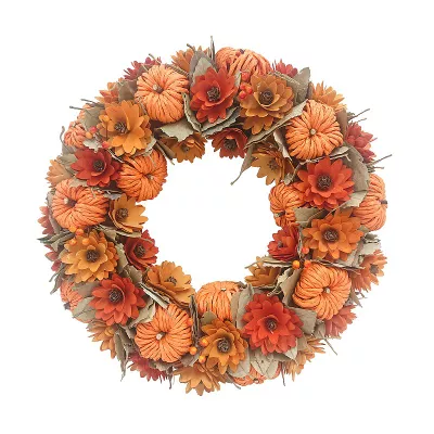 Celebrate Together™ Fall Wood Curl Floral Pumpkin Artificial Wreath