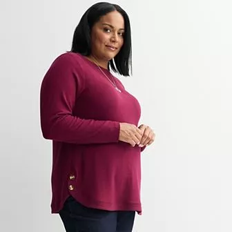 Plus Size Croft & Barrow® Side Button Bateau Top