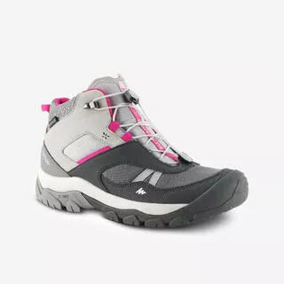 QUECHUA Scarpe trekking bambina CROSSROCK MID impermeabili grigie