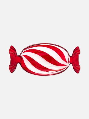 Plato de vidrio en forma de caramelo navideño