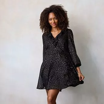 Women's LC Lauren Conrad Long Sleeve Cascade Ruffle Mini Dress