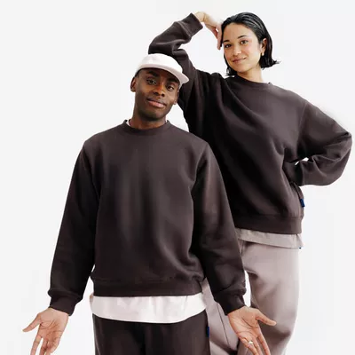 DECATHLON Sweatshirt Damen/Herren Rundhals - Elementals braun