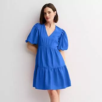 Women's Nine West Bubble Sleeve Babydoll Dress