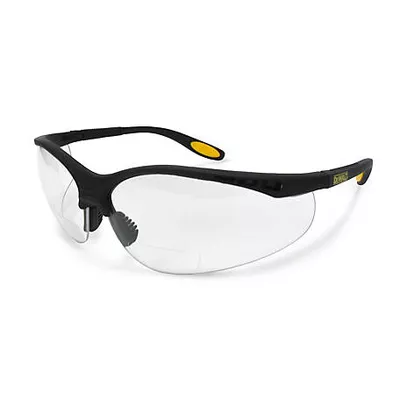 DEWALT Reinforcer Safety Glasses with 2.5 Magnifier Reader Lenses, Multicolor Frame, Clear Lens