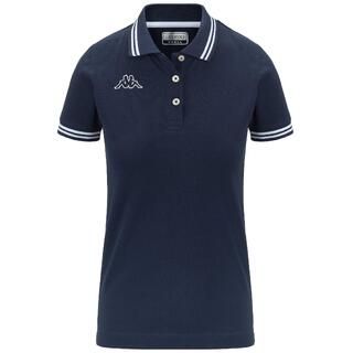 KAPPA polo maniche corte da donna in cotone blu da fitness
