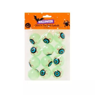 Halloween Evil Glow-In-The-Dark Eyeballs 12pk