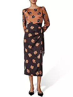 Floral Boatneck Column Midi Dress