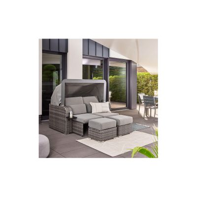HOME DELUXE Strandkorb mit Liegefunktion HOLBY - Grau
