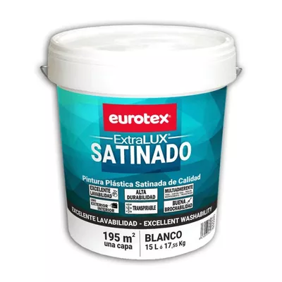 PINTURA PLASTICA BLANCA SATINADA 15L EXTRALUX