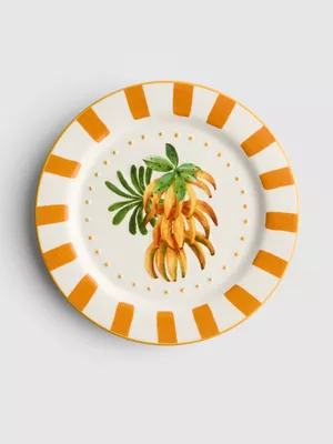 Plato de postre con frutas tropicales