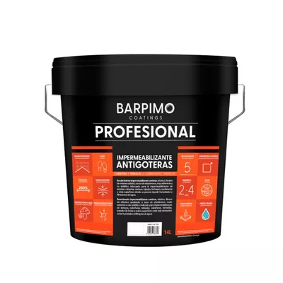 IMPERMEABILIZANTE CAUCHO PROFESIONAL 14L ROJO TEJA