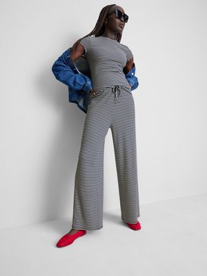Pantalones de canalé de algodón de pernera ancha