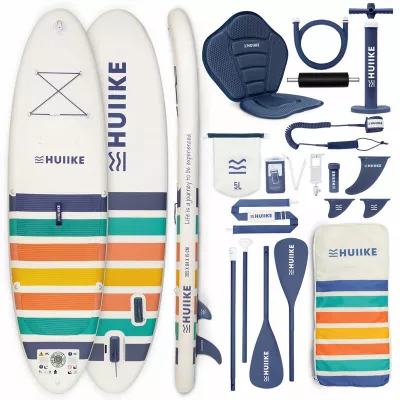 HUIIKE Nafukovací Paddleboard 10’ Přestavitelný na Kajak, do 130 kg, Bílý