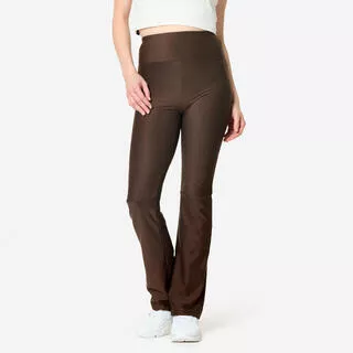DOMYOS Leggings donna palestra regular fit traspiranti marroni