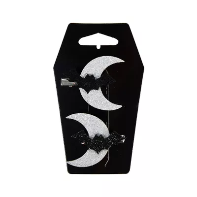 Halloween Moon Glitter Clips 2pk