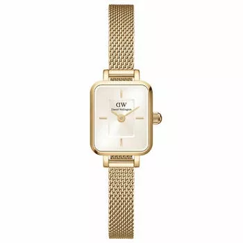 Daniel Wellington Quadro Mini Champagne Dial Evergold Mesh Strap Women's Watch DW00100656